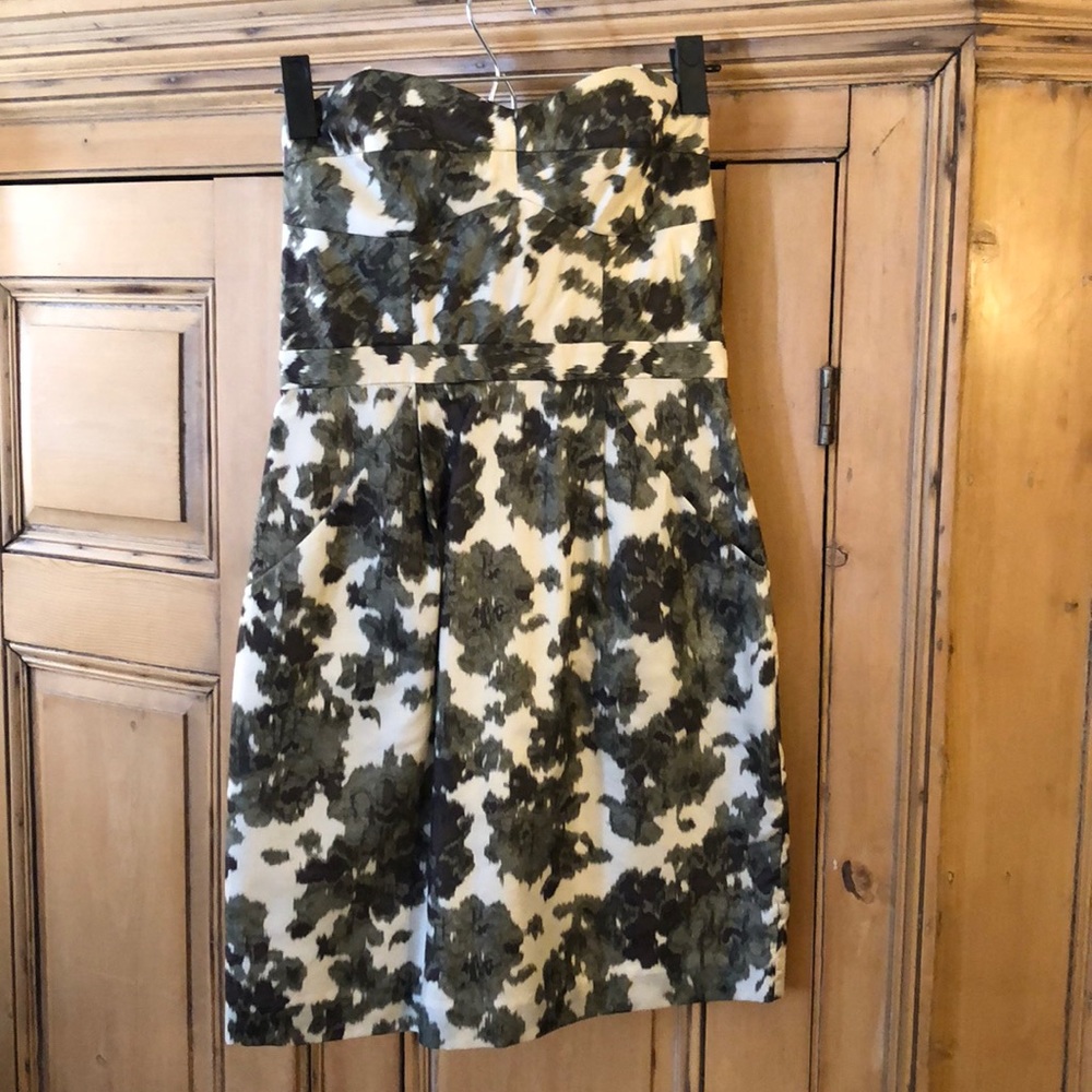 J Crew 100% Silk Camo print strapless dress-S 0